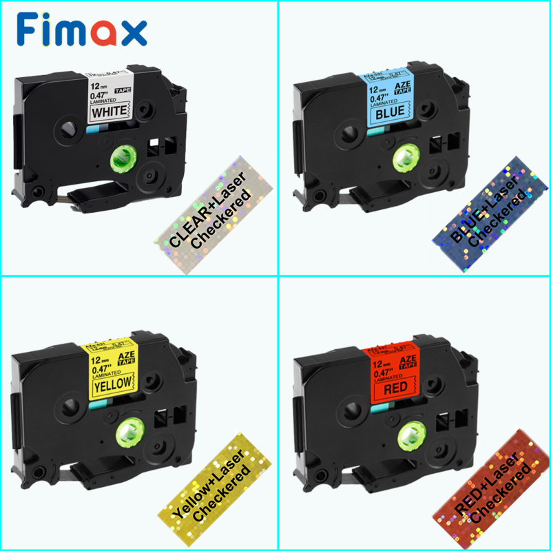 Fimax 231 231LCinta de etiquetas láser de colores, Compatible con Brother TZe-231, TZe, 231L1, TZ221L1, negro sobre blanco, p-touch H110