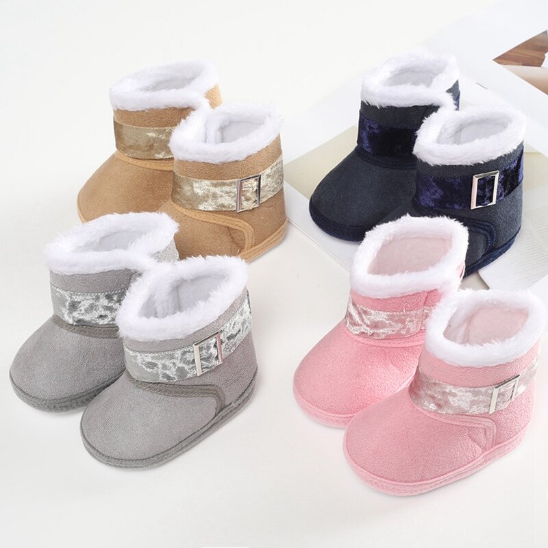 Zapatos de invierno para bebé, botas cálidas para bebé, suela de algodón, botas de nieve suaves para recién nacidos, zapatos de cuna para primeros pasos