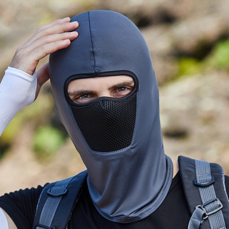 Masker Bersepeda Hiking Luar Ruangan Pria Syal Penutup Leher Berpori Olahraga Motor Musim Panas Pelindung Matahari Ultra UV Penutup Wajah