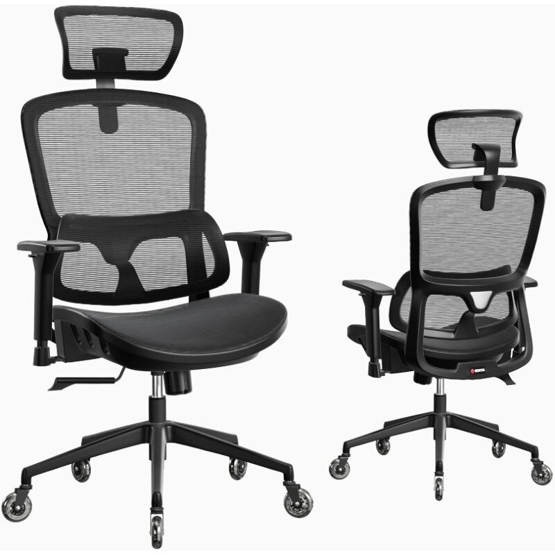 Kursi kantor ergonomis kursi komputer, kursi komputer dengan penopang pinggang dan sandaran lengan yang dapat ditarik