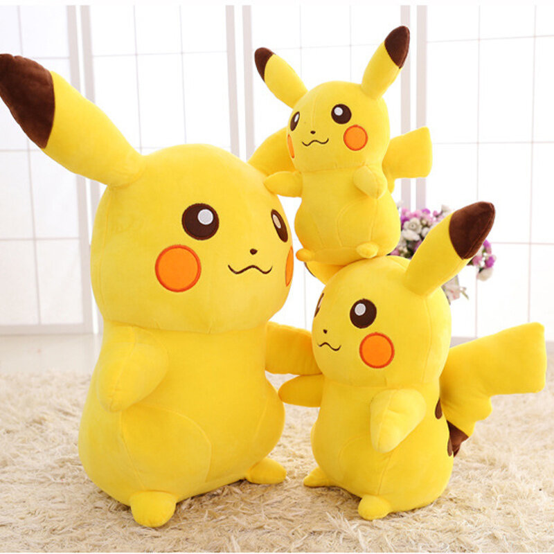 Pillow Pikachu juguetes de peluche, Kawaii Japón Anime Pokemon Pikachu muñeca de peluche suave, lindo muñeco de peluche, regalo de Navidad para niños y niñas, 20-65cm