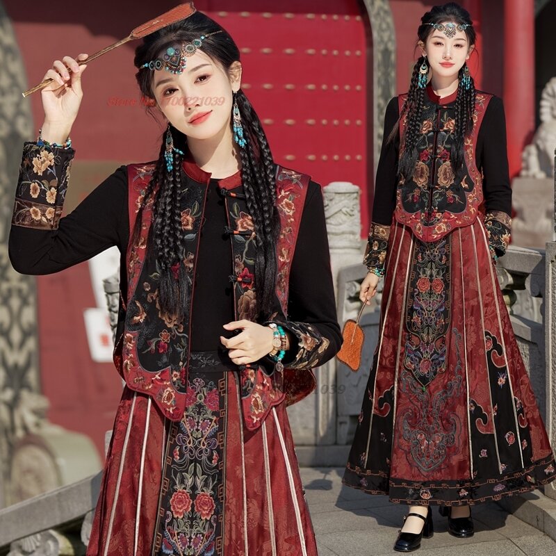 2024 китайские винтажные Топы ханьфу, традиционный атласный жаккардовый жилет, куртка без рукавов с цветочной вышивкой в национальном стиле, этнический костюм Тан