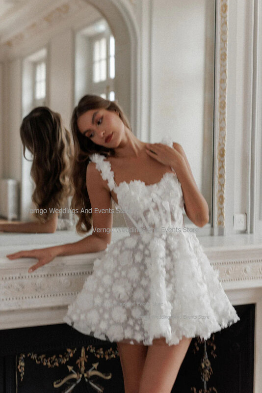 Женское ТРАПЕЦИЕВИДНОЕ свадебное платье It's yiiya, белое короткое платье до колена на тонких бретельках с открытой спиной на лето 2024