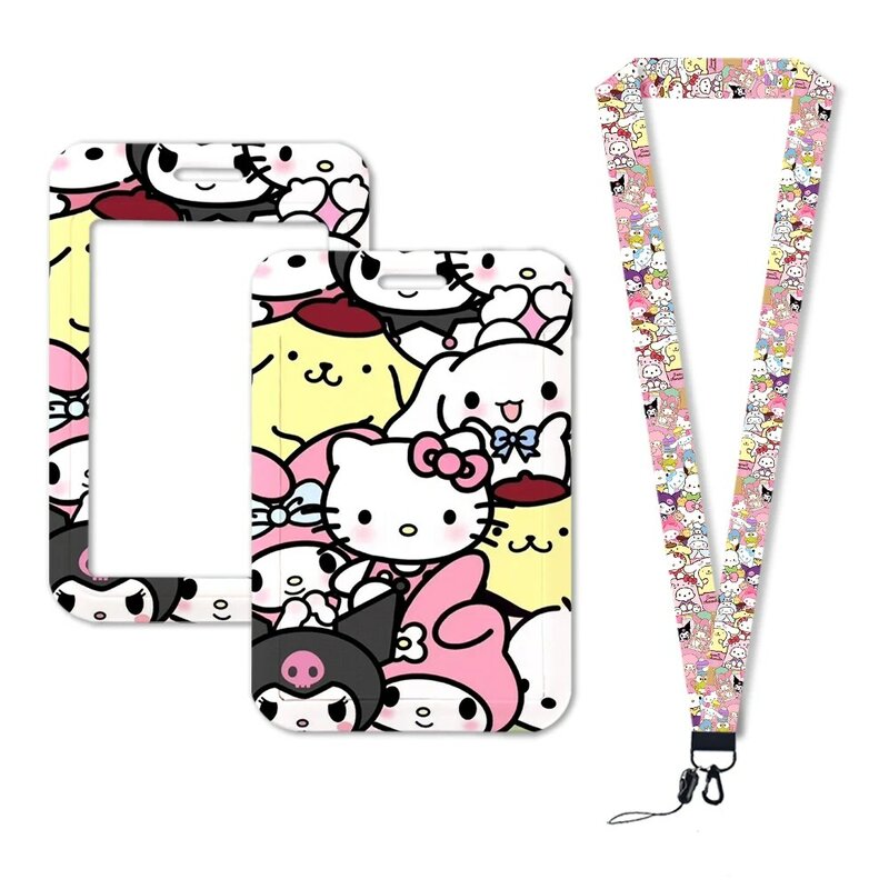 W Sanrio Hello Kitty University pasto Card Neck Strap cordini ID Badge Holder studente ragazze portachiavi accessori per bambini regali
