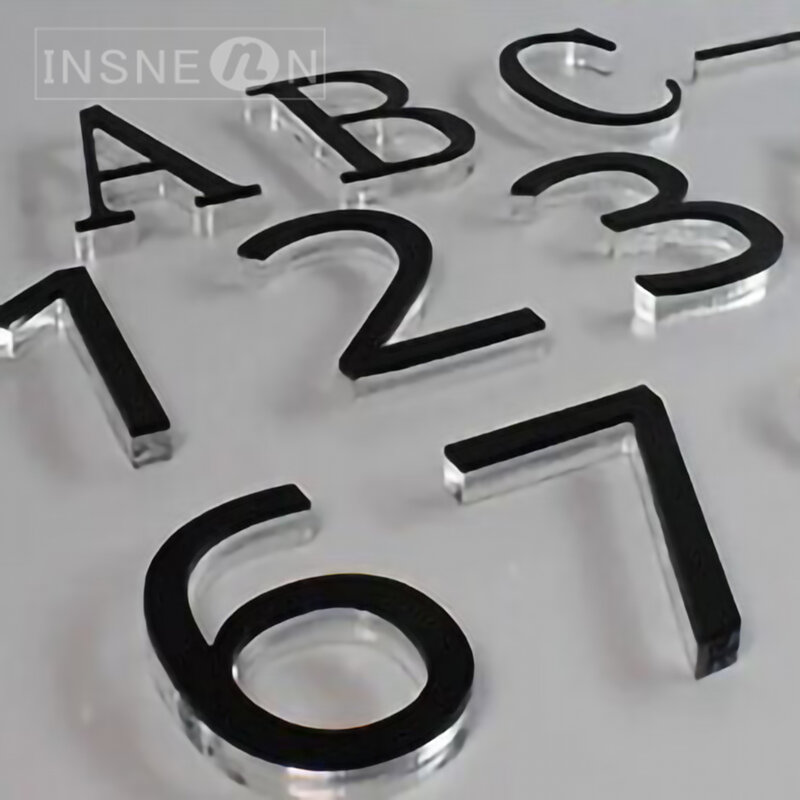 Transparente autoadesivo acrílico casa número placa, porta marcador, sinal adesivos, cristal, Home sinais, 75mm