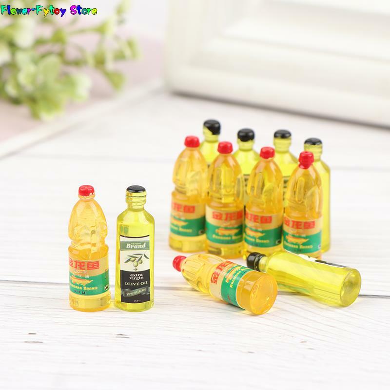 6 buah/lot Mini Kawaii Resin minyak zaitun miniatur rumah boneka botol minyak Resin Cabochon DIY simulasi makanan Dekorasi Rumah