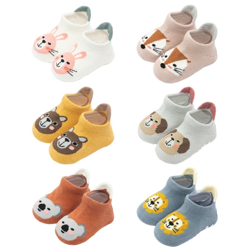 Calcetines dibujos animados para bebés F62D, calcetines suelo para niños pequeños, calcetines con suelas para y