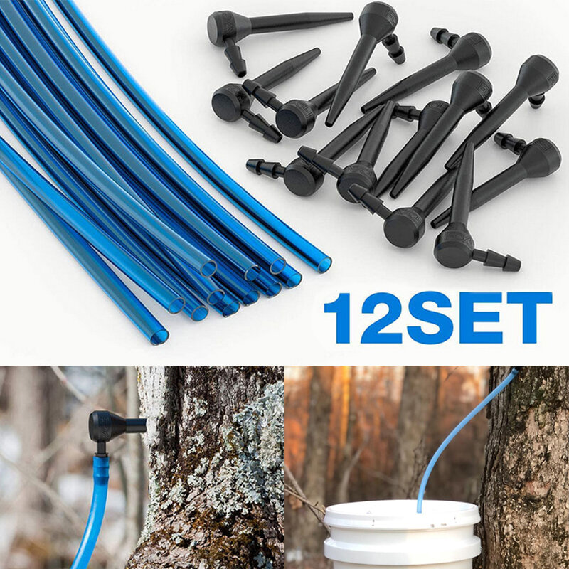 6/12Set Kit Penyadapan Pohon Sirup Maple Set Keran Penetes Getah Maple Tabung Koleksi Filter Keran Pohon Alat Pemangkasan Cabang Kebun Rumah