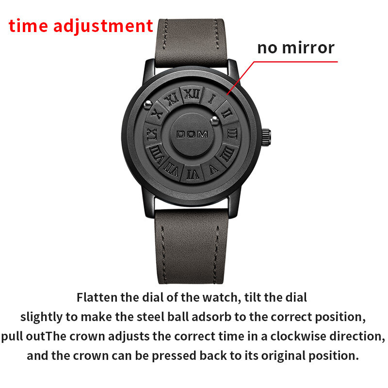 DOM Trend Concept New Personality Men's Watch Creative Scrolling Pointer magnetic force Fashion watch for men Waterproof M-1345