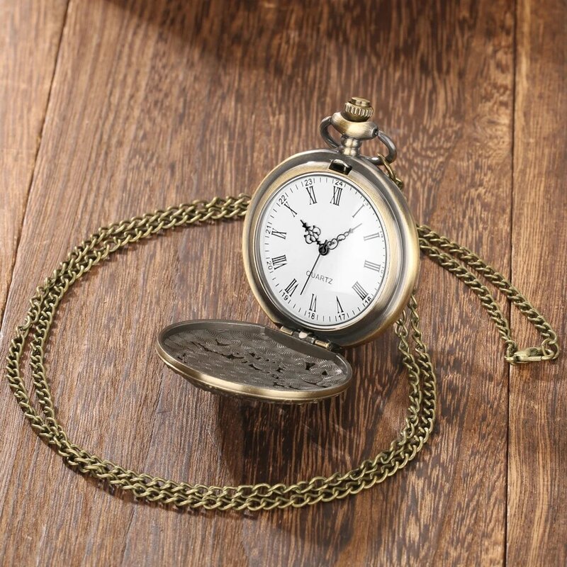 Винтажные кварцевые мужские карманные часы в стиле стимпанк с драконом, циферблат с римскими цифрами, стильное античное ожерелье, подвеска, часы, подарок для женщин