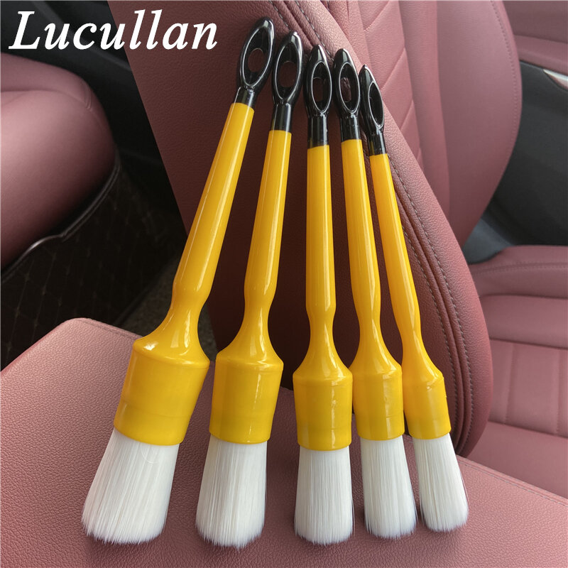 Luckullan耐久性があり、ハード5個セットpbtホワイトプラスチックヘアインテリアとホイールクリーニングツール車のデタンリングブラシ