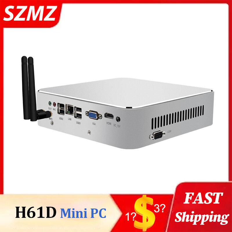 SZMZ H61D Mini PC Intel 2/3 Gen CPU 4G/8G DDR3 RAM 128G/256G mSATA 120G SSD WiFI HDMI VGA LVDS  Core LGA1155 Motherboard Kit