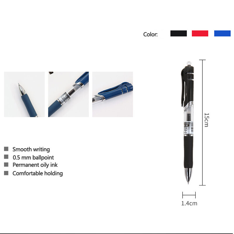 Retractable Gel Pens Set Black/red/blue ink Ballpoint for writing 0.5mm refills Office accessories school supplies Stationery