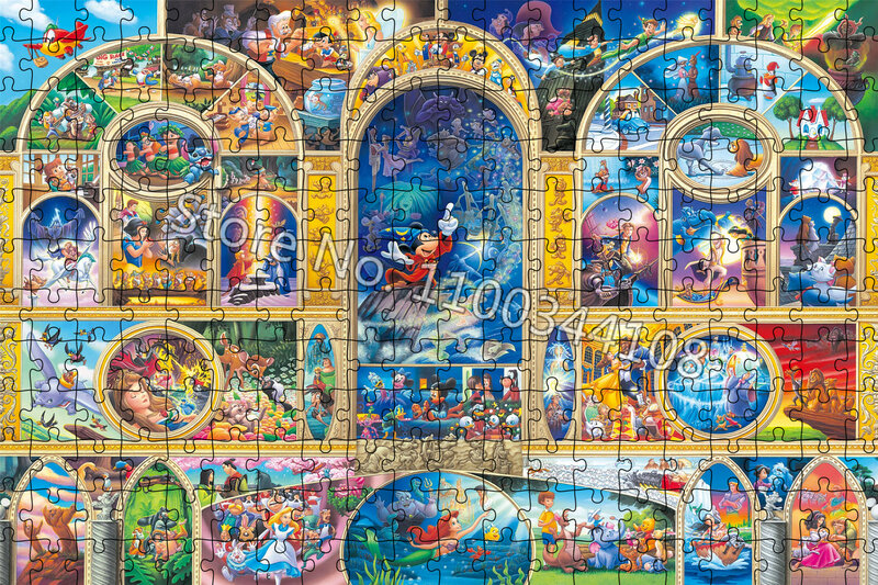 Disney Cartoon Characters Jigsaw Puzzles para crianças, Princesa Sereia, A Bela ea Fera, Paper Puzzle, Brinquedos Educativos Presentes