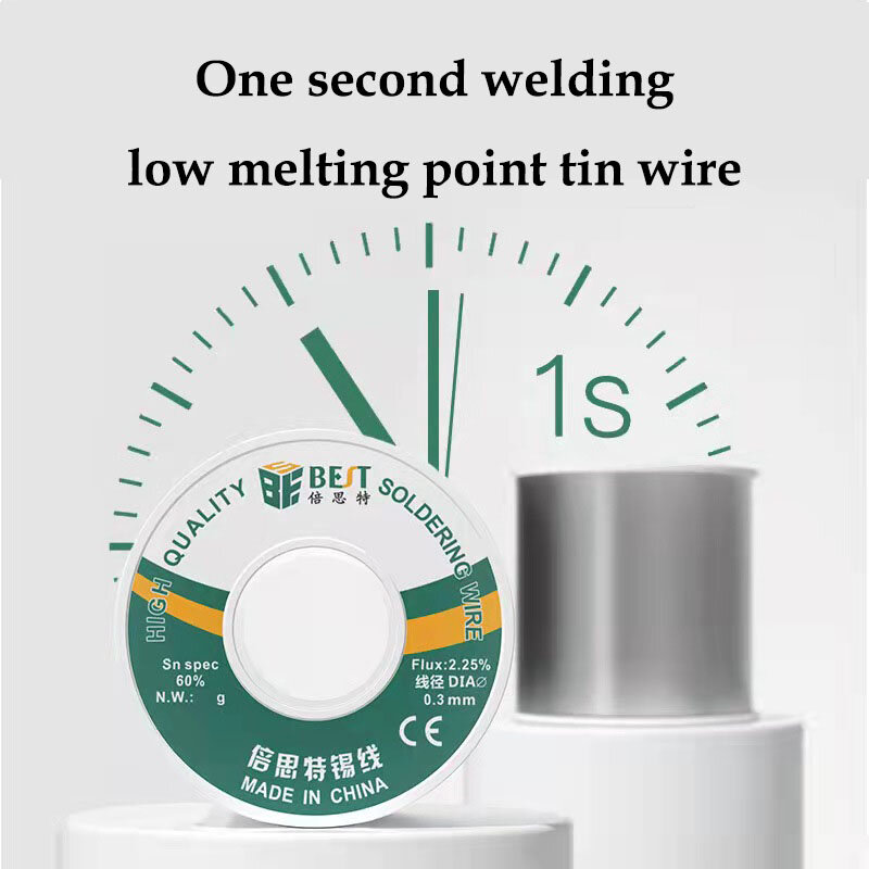 BEST 500g/100g 0.3/0.4/0.5/0.6/0.8/1.0mm High-Purity Solder Wire With A rosin Core, Suitable for Various Electronic Soldering