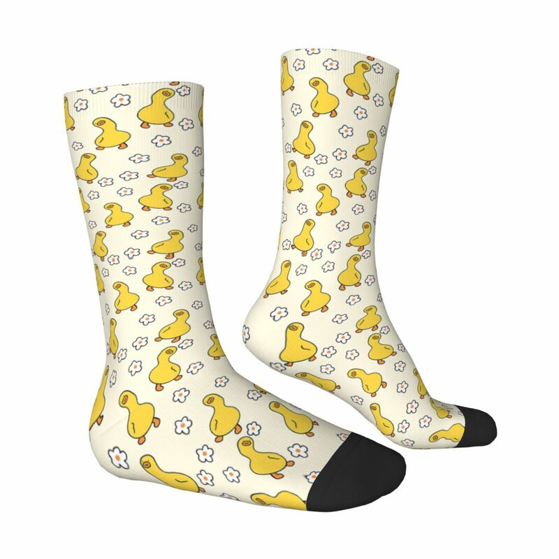 Милые носки в мультяшном стиле с изображением утки, дорожные носки до середины икры с 3D-принтом для мальчиков и девочек