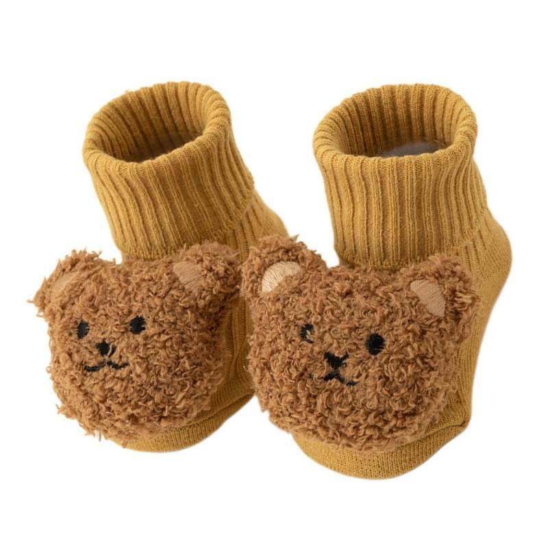 1 пара нескользящих носков для детей 0–12 месяцев, милые нескользящие хлопковые носки с прочными ручками