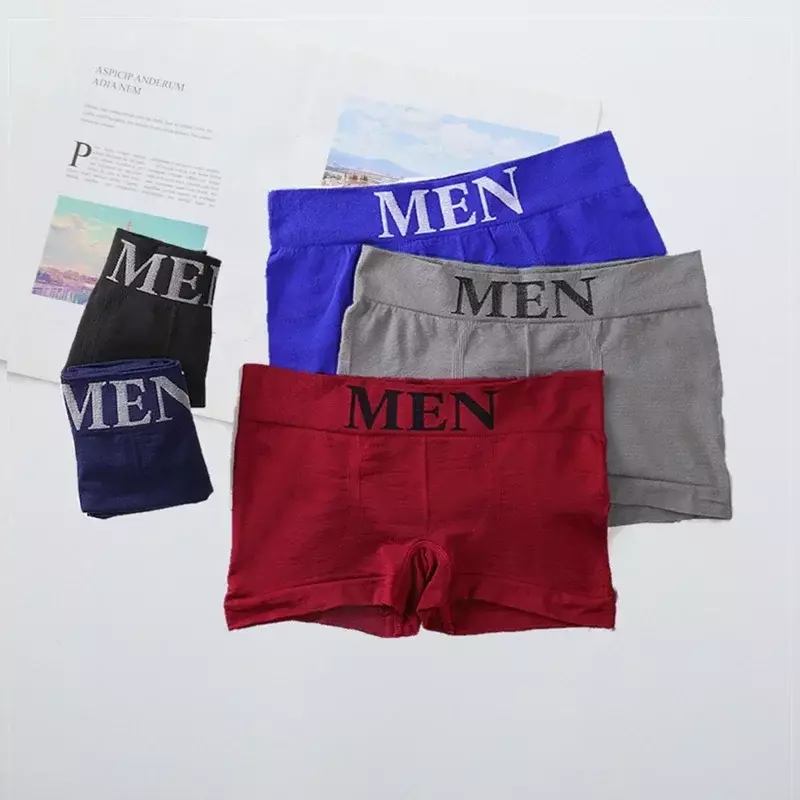กางเกงในบ็อกเซอร์ขาสั้นสำหรับผู้ชายกางเกงบ็อกเซอร์พิมพ์ลายตัวอักษร2022ระบายอากาศผู้ชายกางเกงยืดหยุ่น