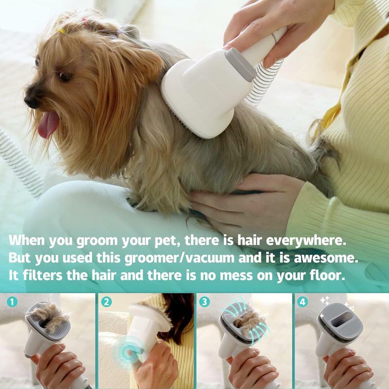 Kit de aseo para mascotas, cortapelos para perros con succión al vacío de 2.3L, 99% de pelo de mascotas, bajo ruido