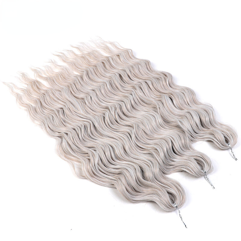 Anna Hair-extensiones de cabello trenzado de onda profunda suelta sintética, 24 pulgadas, trenza de onda de agua, cabello rubio degradado, cabello rizado de ganchillo, 150g