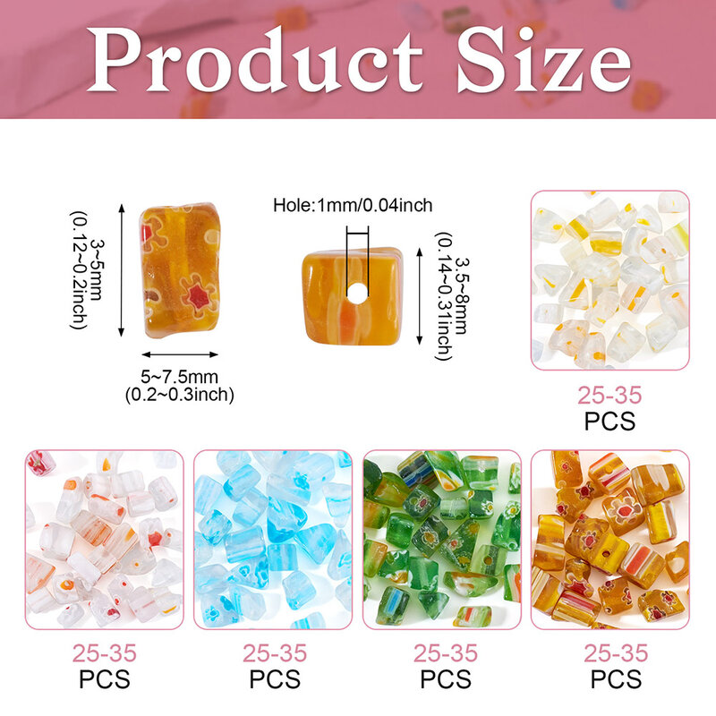 Стеклянные бусины-кристаллы milleфиори 5 цветов, стеклянные бусины россыпью для изготовления самодельных сережек, ожерелий, ювелирных изделий, 125 ~ 175 шт.