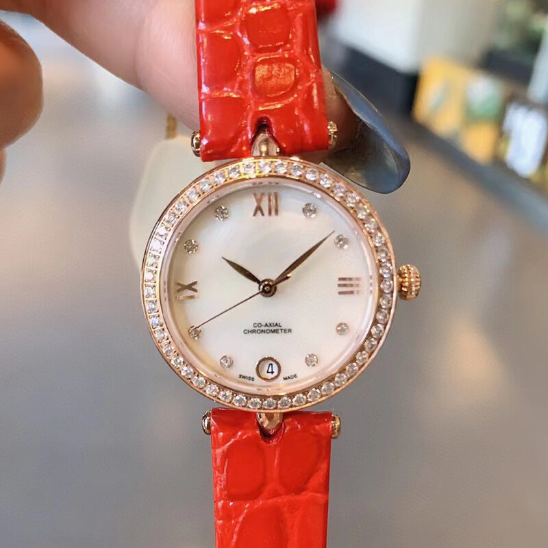 Designer diamond-set case mother-of-pearl dial Blue Treasure glass fine quartz watch 2024 Women's new watch fashion luxury watch