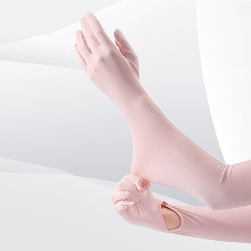Sarung tangan wanita, musim panas wanita sutra es Sarung tangan cangkang panjang elastis anti selip cepat kering berkendara sarung tangan perlindungan UV
