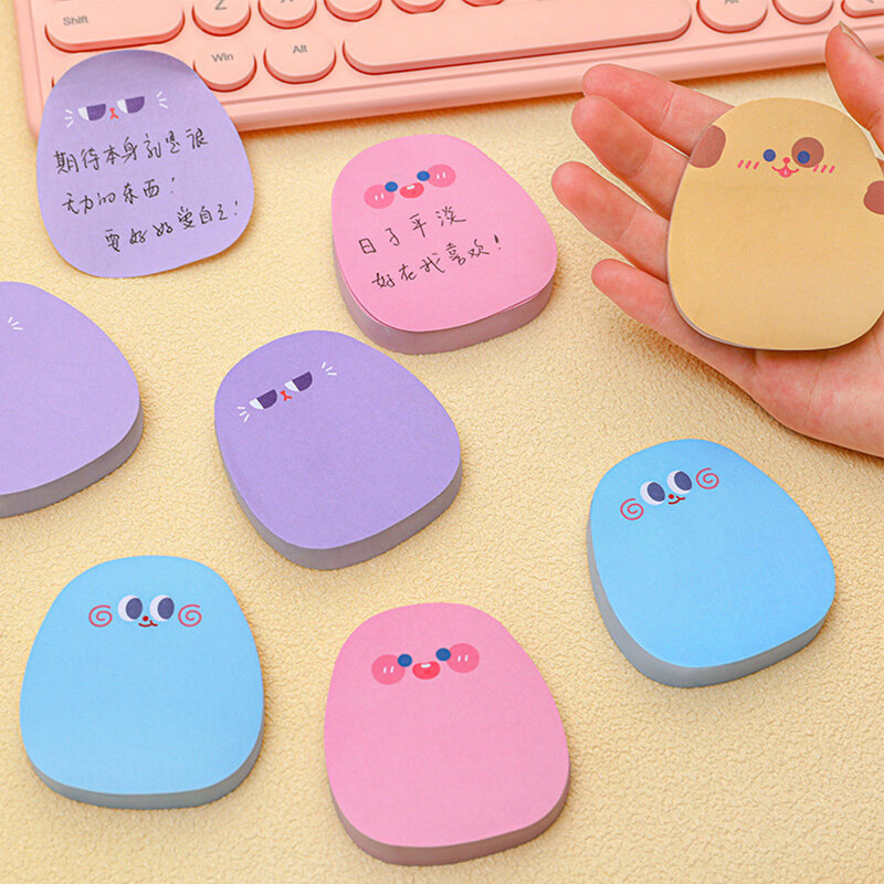 60 Sheets Kawaii Cartoon Memo Pad Cute Colored Emoticon Sticky Notes 6.5*5.8cm paper sticky notes