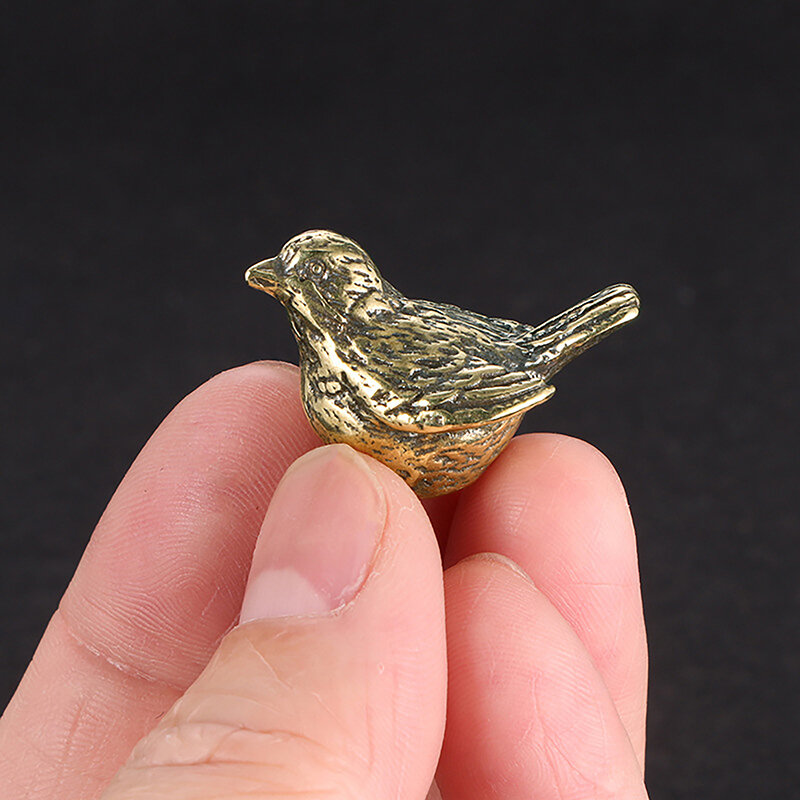 1Pc Retro Vintage Copper Bird Statue Ornaments Pet Bird Brass Animal Bird Figurines Miniatures Crafts for Home Decoration