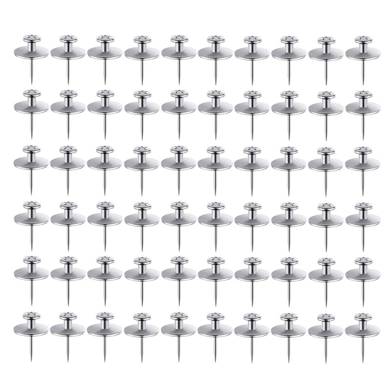 60Pack Silver Double Headed Picture Hanging Nails, Picture Nails, Tacks For Wall Hangings, Wall Pins For Hanging Easy To Use