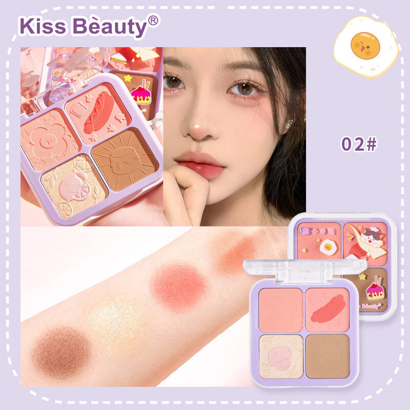 Blush Palette Highlighter Blush Nose Shadow  Brighten Eye Shadow All-In-One Repair Palette Face Long Lasting Makeup