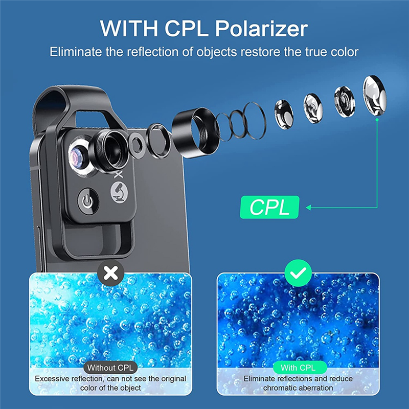 200X Cell Phone Microscope Accessory with Lens, Portable Mini Digital Microscope with LED Light/Universal Clip