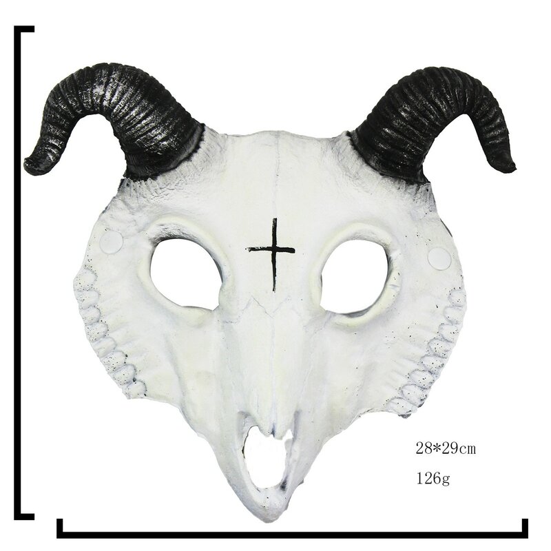 Máscara de cabra de crânio de cabra para festa de carnaval, Halloween, rosto cheio, chifre de animal, cosplay personalizado