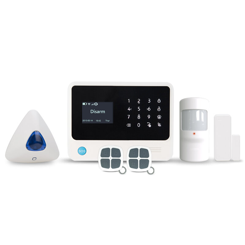 Kabel nirkabel keamanan rumah a-l-a-r-m sistem layar sentuh mendukung detektor asap wifi gsm pencuri