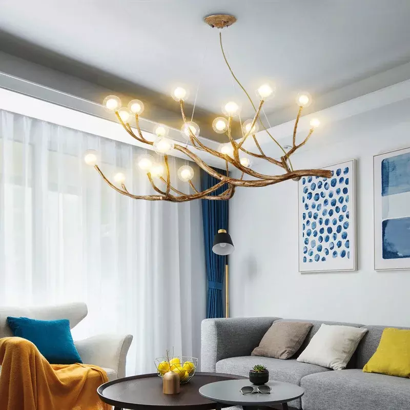 枝の木の枝の形をした吊り下げ式LEDシーリングライト,高級ヴィンテージデザイン,室内装飾ライト,リビングルームに最適です。