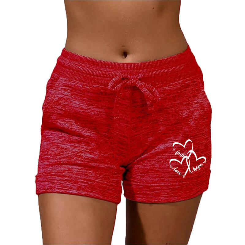Calções esportivos femininos de secagem rápida, cintura alta com cordão casual, perna larga, calça ioga de alta qualidade, verão