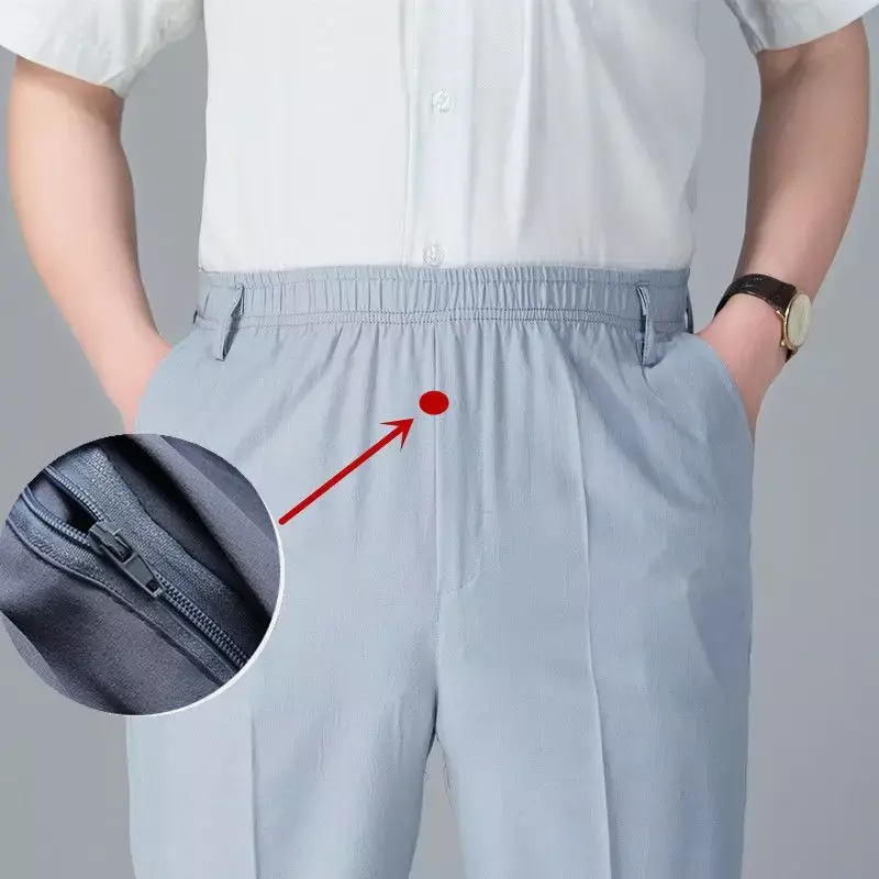Moda uliczna męska jednokolorowe spodnie wiosna lato cienki biznes duży rozmiar nowy odzież męska elastyczna talia Sport spodnie typu Casual 6XL