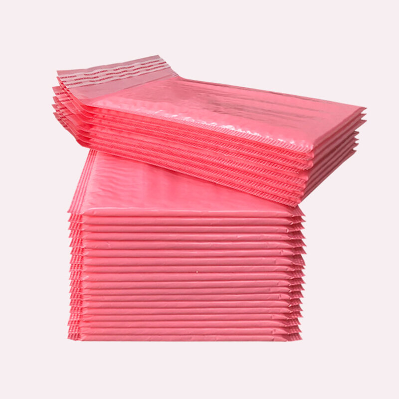 Enveloppe à bulles antichoc, enveloppe rembourrée, film extrudé rose, fournitures pour petites entreprises, 14 tailles