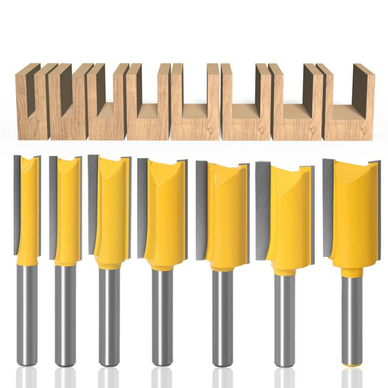 1/4 /6.35 mm Shank Straight Bit Tungsten Carbide Single Double Flute Router Bit Wood Milling Cutter for Woodwork 1 pcs