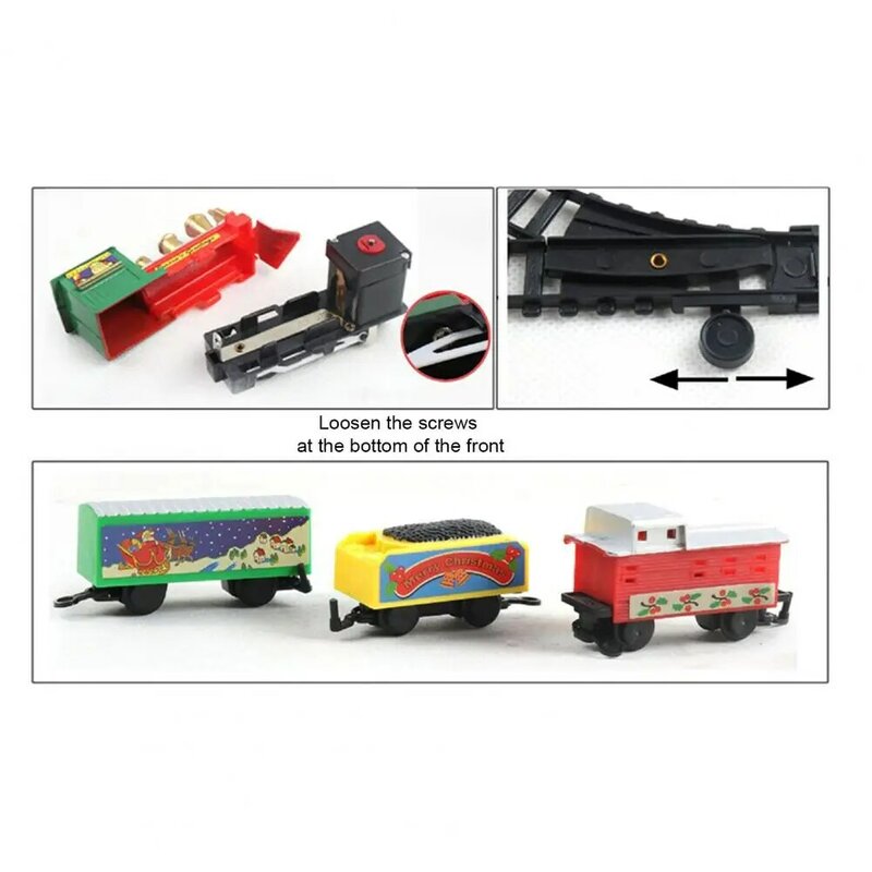 Mainan kereta listrik anak-anak, mainan kereta api menarik, Vintage Natal dengan lampu, suara, jejak bergerak, hadiah hiburan untuk anak-anak