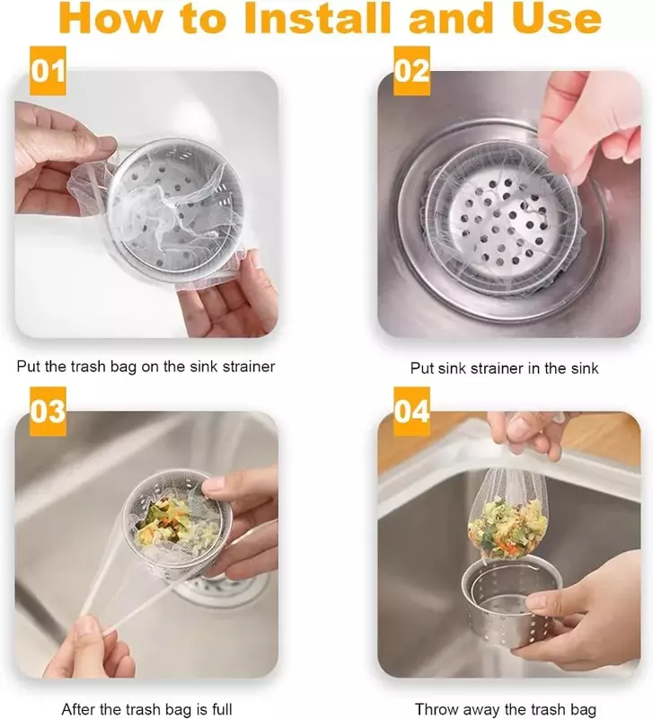 Disposable Sink Filter Kitchen Mesh Anti-blocking Strainer Drain Hole Garbage Bags Sewer Drains Filters Strainers Cleaning Nets
