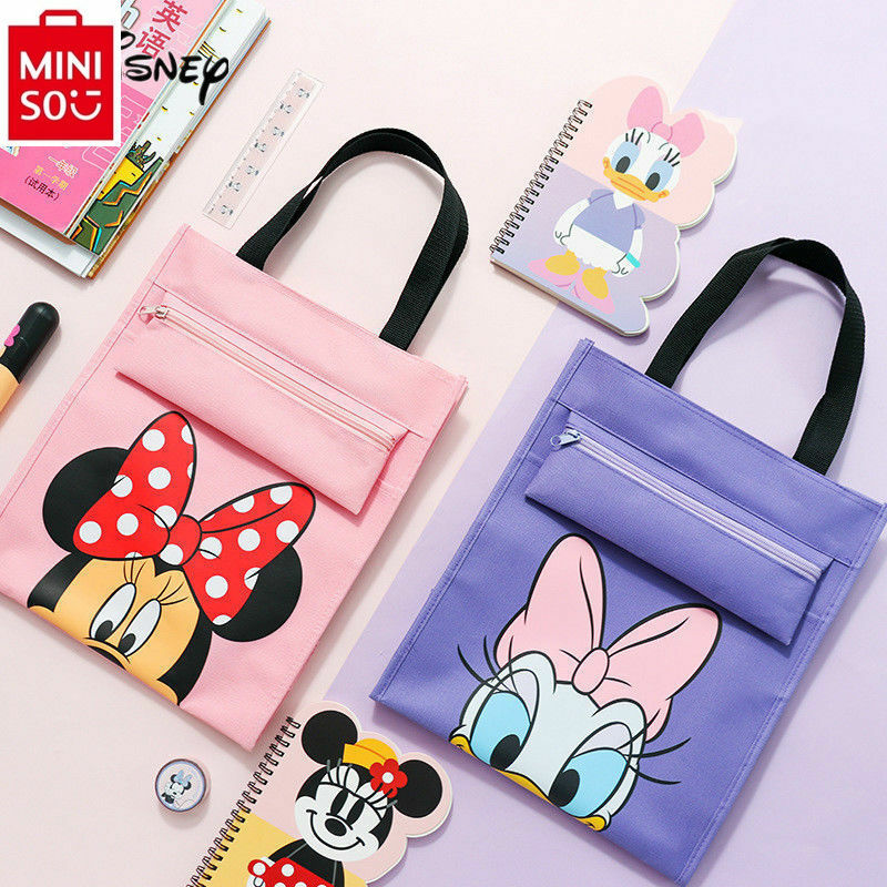 Минималистичная вместительная сумка MINISO Disney для школьников, милый мультяшный Дональд Дак, Детская сумка для хранения канцелярских принадлежностей