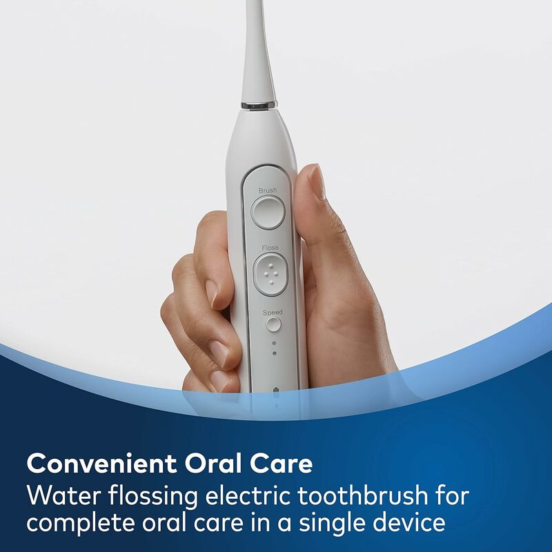 Waterpik-فرشاة أسنان احترافية تعمل بالإنصهار الصوتي ، فرشاة أسنان كهربائية ومخيط مياه ، كومبو في واحد ، أبيض