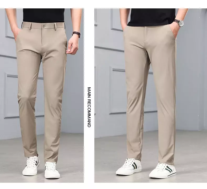 Spring Men's Casual Trousers Ice Silk Breathable Business Formal Office Professional Wear Slim-fit Versatile Straight Pants