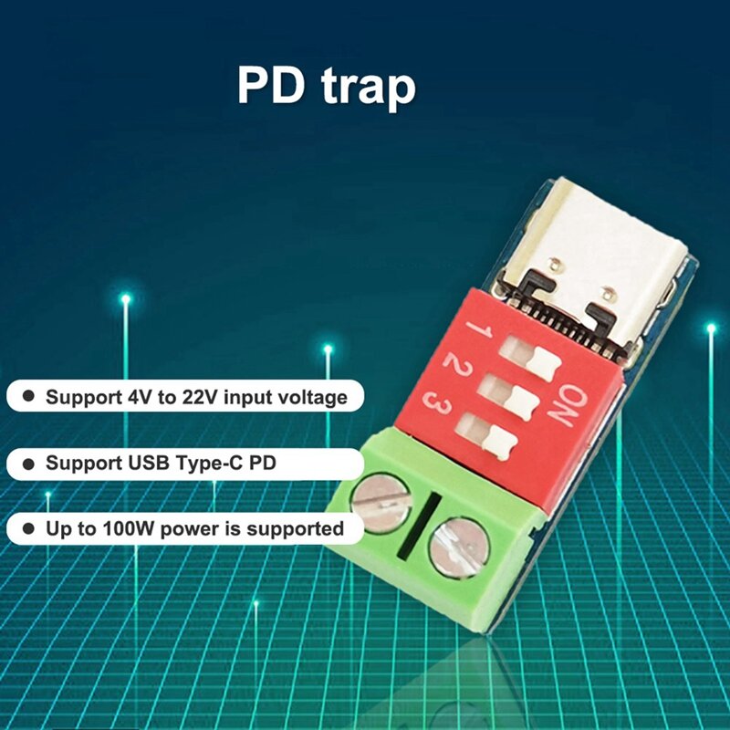 Tipe-c PD QC Trigger 5v-20v DC modul daya tegangan dapat disesuaikan modul penyetel voltase cepat pengisian modul umpan
