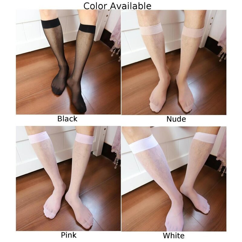 Daily Men Socks Stockings See-through Sexy Smooth Traceless Transparent Tube Socks Ultra Thin Business Fashion