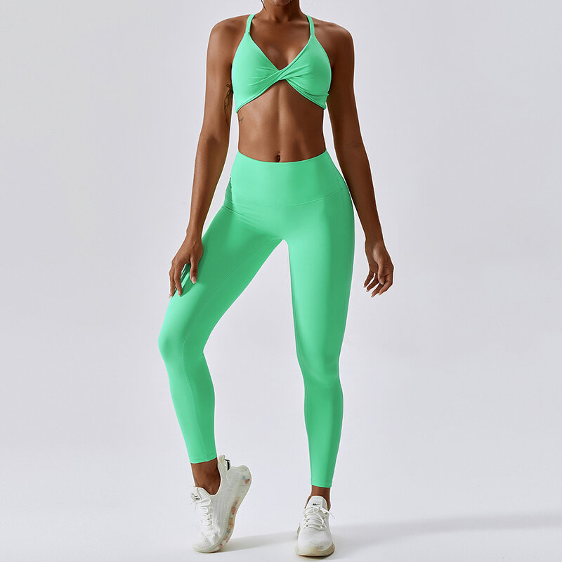 Women's Tracksuit Seamless Yoga Set 2PCS Workout Sportswear Gym Clothing Drawstring High Waist Leggings Fitness Sports Suits