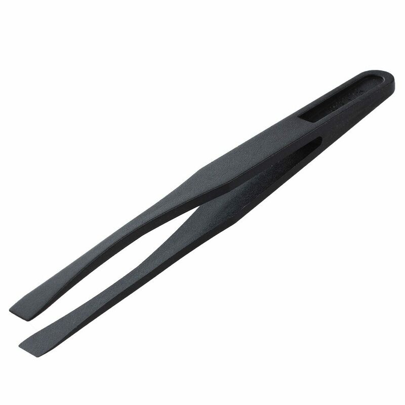 Pinzas antiestáticas de plástico negro, punta plana larga de 115Mm, 3 piezas