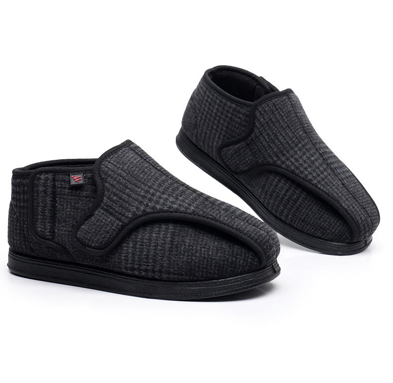 Nowe zimowe pluszowe izolowane płaskie buty z poszerzonym wzorem pulchne, spuchnięte i zdeformowane stopy noszone w różnych kształtach stóp