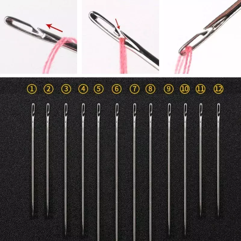 Side Hole Blind Sewing Needles Elderly Non-Threading Household Sewing Stainless Steel Stitching Pins Diy Apparels Tools